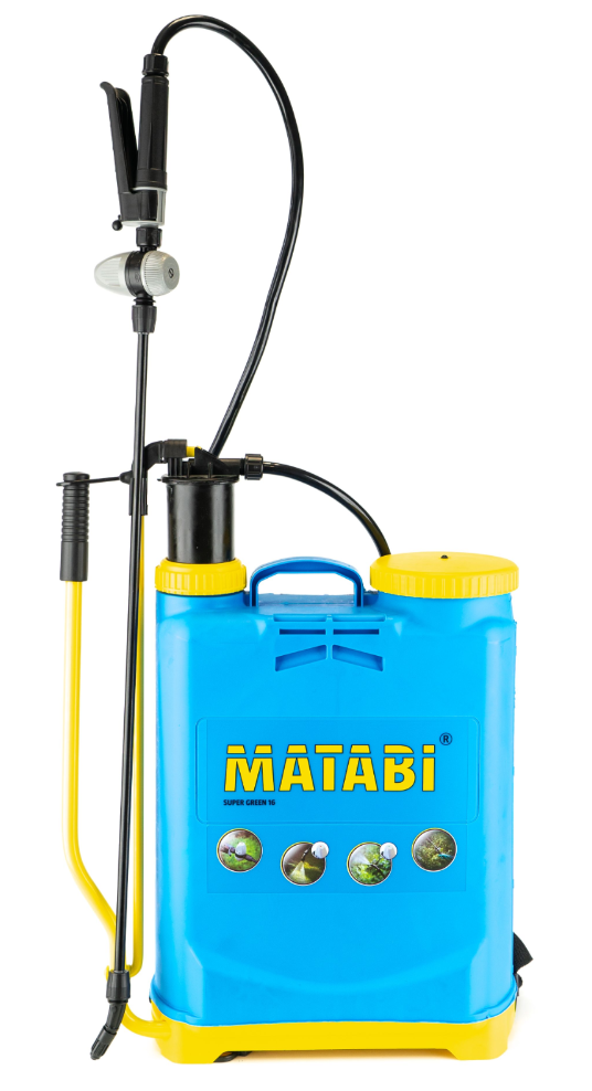 Manual backpack sprayer with 16 litre capacity, with a fibreglass lance and a wear-resistant polyacetal nozzle. Sprayer suitable for use in large gardens.