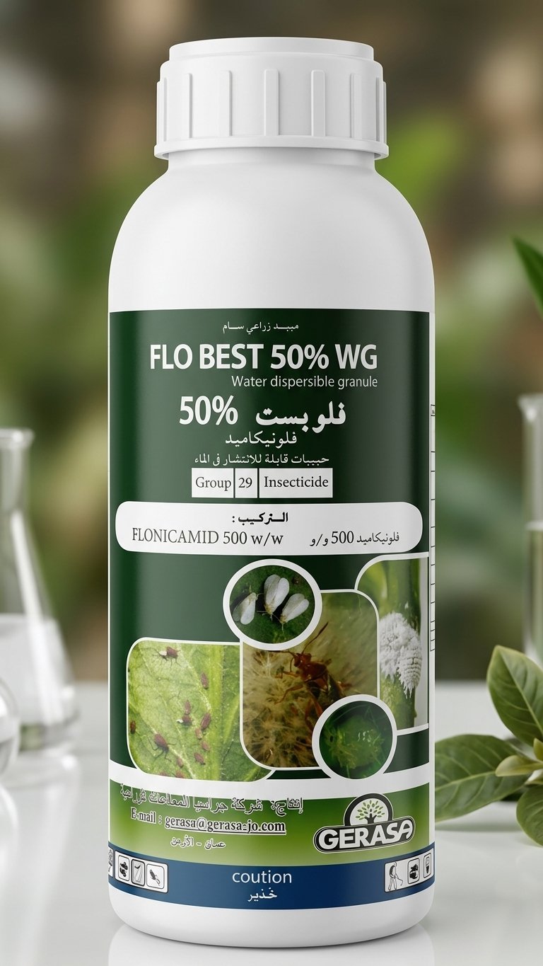 A targeted agricultural insecticide containing 500 w/w Flonicamid (Group 29) specifically formulated to control sap-feeding pests like aphids and whiteflies.